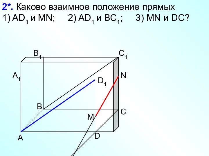 А D С В B1 С1 D1 А1 2*. Каково взаимное положение