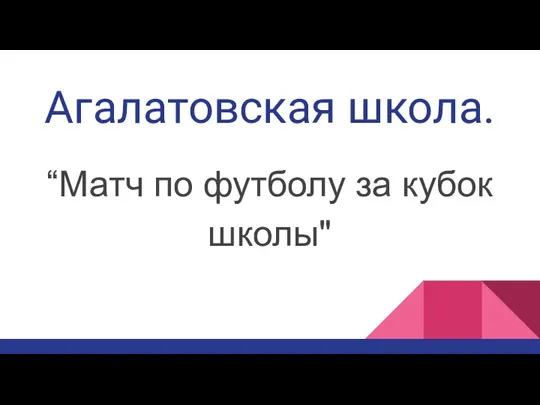 Агалатовская школа. “Матч по футболу за кубок школы"