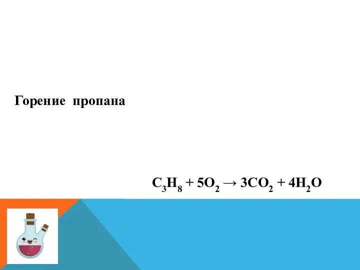 Горение пропана C3H8 + 5O2 → 3CO2 + 4H2O