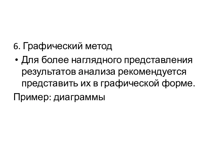 6. Графический метод Для более наглядного представления результатов анализа рекомендуется представить их