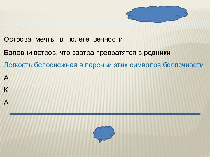 Острова мечты в полете вечности Баловни ветров, что завтра превратятся в родники