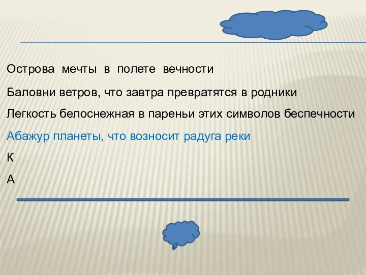 Острова мечты в полете вечности Баловни ветров, что завтра превратятся в родники