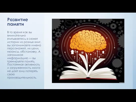 Развитие памяти В то время как вы внимательно вчитываетесь в сюжет истории