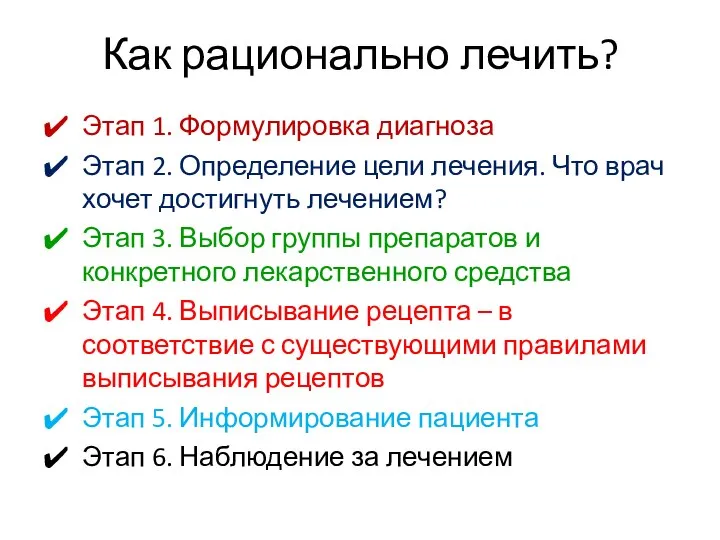 Как рационально лечить? Этап 1. Формулировка диагноза Этап 2. Определение цели лечения.