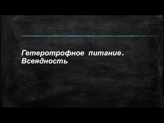 Гетеротрофное питание. Всеядность