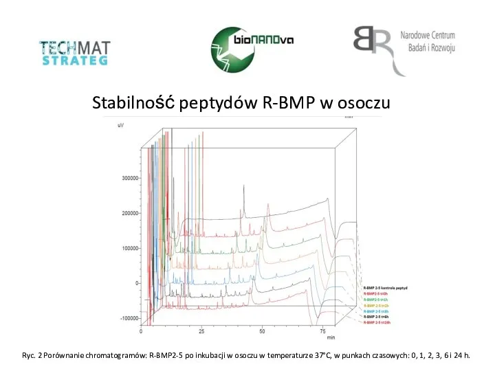 Stabilność peptydów R-BMP w osoczu Ryc. 2 Porównanie chromatogramów: R-BMP2-5 po inkubacji