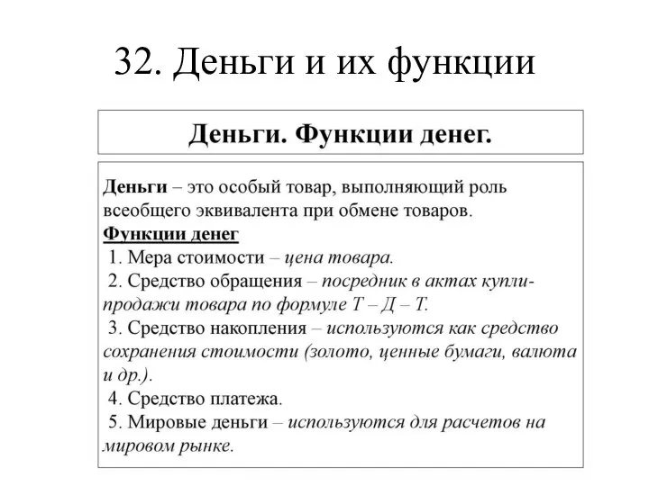 32. Деньги и их функции