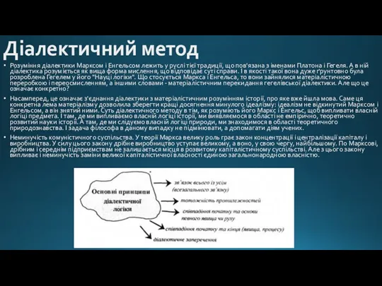 Діалектичний метод Розуміння діалектики Марксом і Енгельсом лежить у руслі тієї традиції,