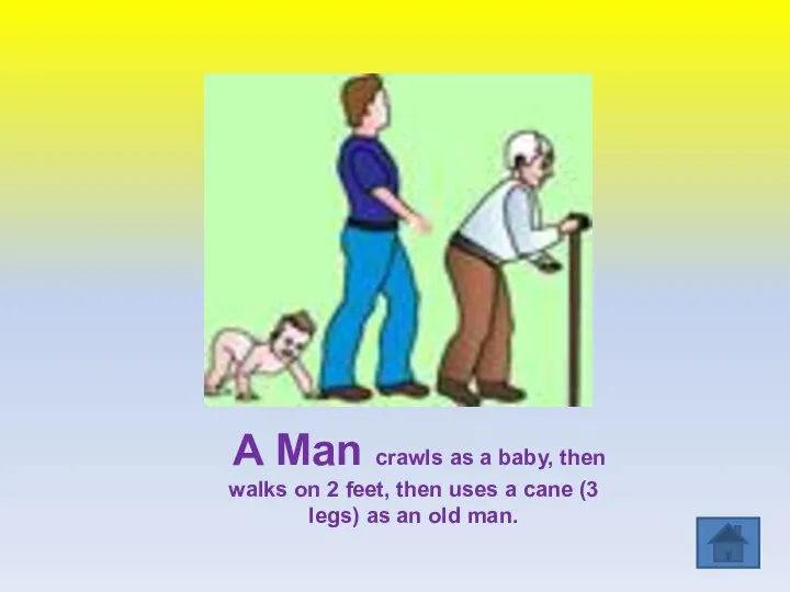 A Man crawls as a baby, then walks on 2 feet, then