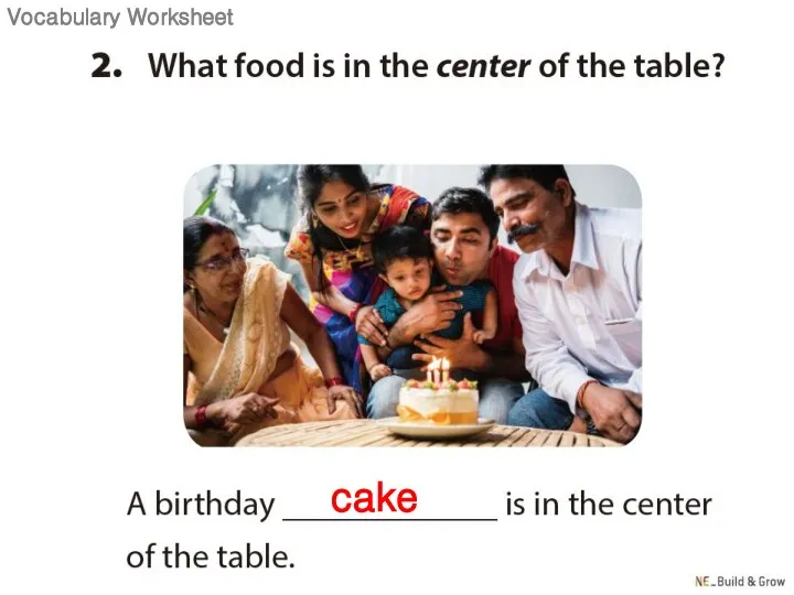 cake Vocabulary Worksheet