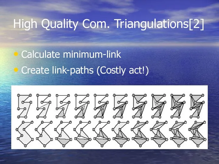 High Quality Com. Triangulations[2] Calculate minimum-link Create link-paths (Costly act!)