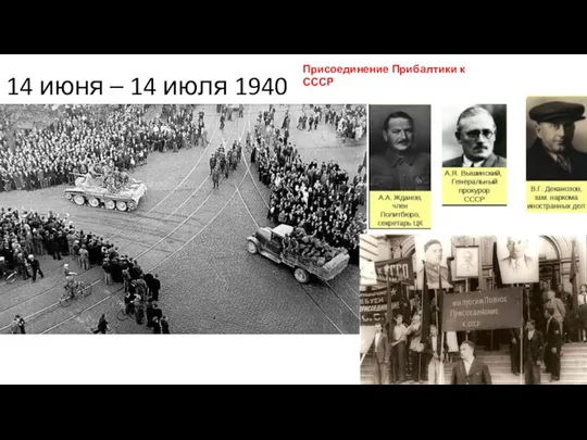 14 июня – 14 июля 1940 Присоединение Прибалтики к СССР