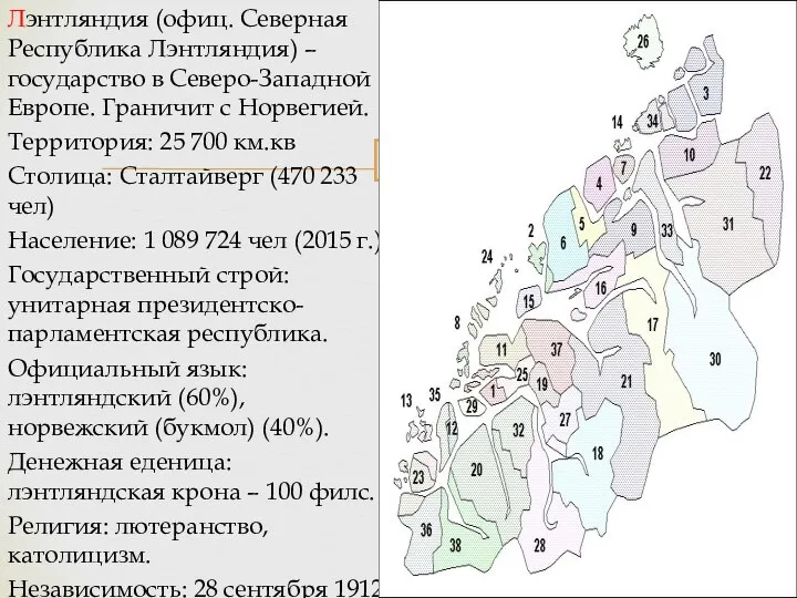 Лэнтляндия (офиц. Северная Республика Лэнтляндия) – государство в Северо-Западной Европе. Граничит с