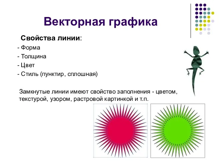 Векторная графика Свойства линии: - Форма - Толщина - Цвет - Стиль