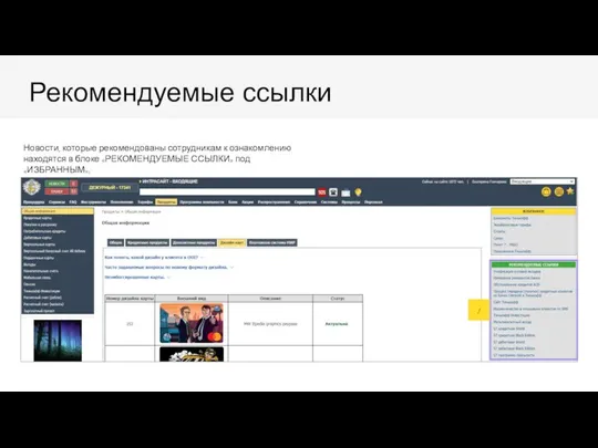 Рекомендуемые ссылки Новости, которые рекомендованы сотрудникам к ознакомлению находятся в блоке «РЕКОМЕНДУЕМЫЕ ССЫЛКИ» под «ИЗБРАННЫМ». !