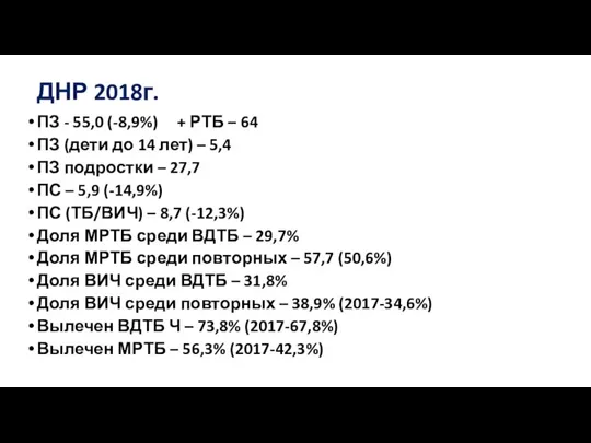 ДНР 2018г. ПЗ - 55,0 (-8,9%) + РТБ – 64 ПЗ (дети