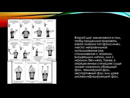 Второй шаг заключается в том, чтобы продемонстрировать, какой именно тип фола имел