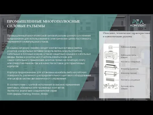 Промышленный многополюсной силовой разъем ручного сочленения предназначен для использования в электрических цепях