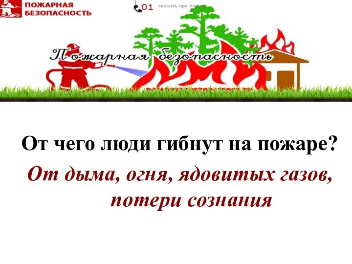 От чего люди гибнут на пожаре? От дыма, огня, ядовитых газов, потери сознания