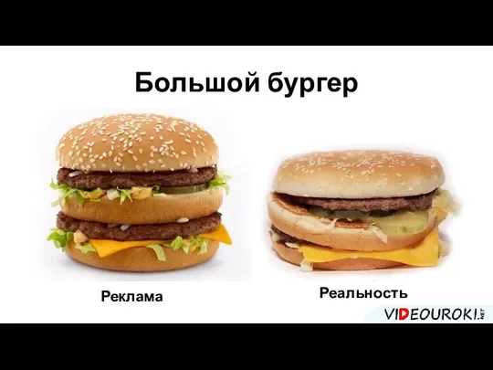 Большой бургер Реклама Реальность