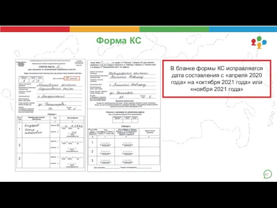 Форма КС В бланке формы КС исправляется дата составления с «апреля 2020