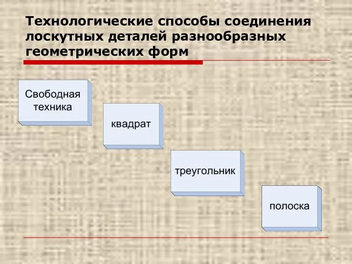 Технологические способы соединения лоскутных деталей разнообразных геометрических форм