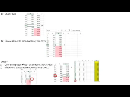 11) Уберу 128 12) Ищем 206 , 206 есть поэтому его гружу