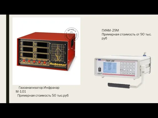 Газоанализатор Инфракар М-1.01 Примерная стоимость 50 тыс.руб ГИАМ-29М Примерная стоимость от 90 тыс.руб