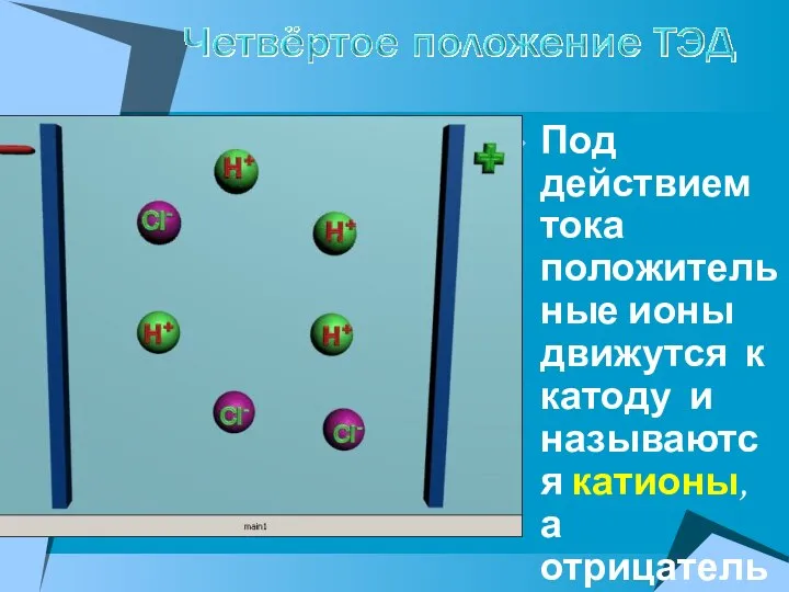 Под действием тока положительные ионы движутся к катоду и называются катионы, а