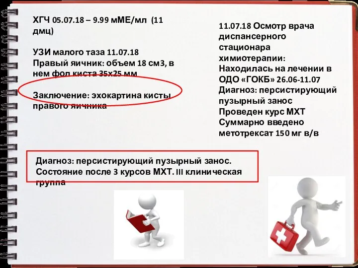 ХГЧ 05.07.18 – 9.99 мМЕ/мл (11 дмц) УЗИ малого таза 11.07.18 Правый