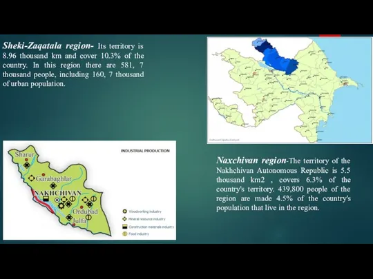 Sheki-Zaqatala region- Its territory is 8.96 thousand km and cover 10.3% of