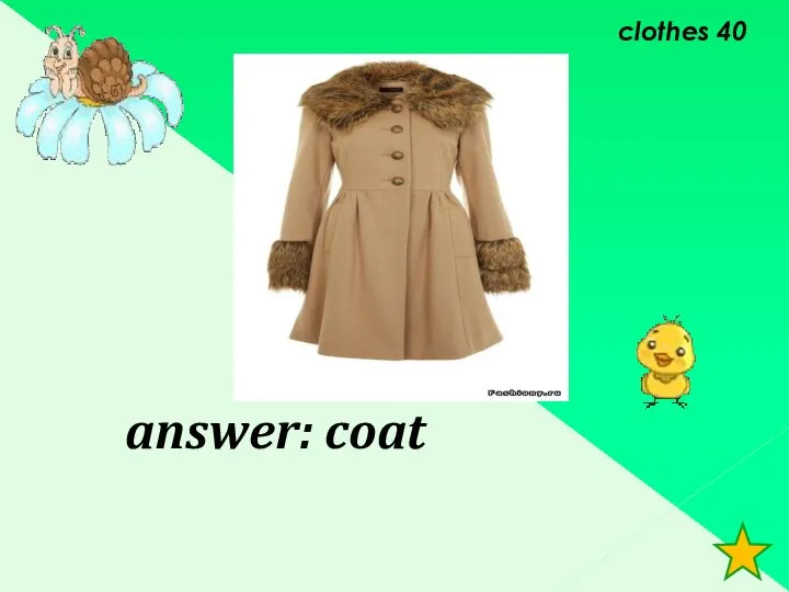 clothes 40 answer: coat