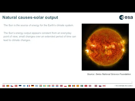 Natural causes-solar output The Sun is the source of energy for the