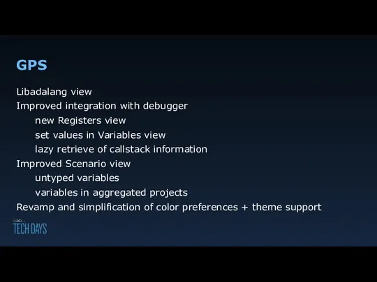 GPS Libadalang view Improved integration with debugger new Registers view set values