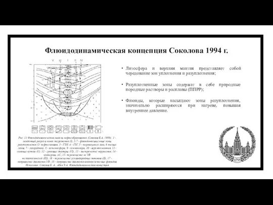 Флюидодинамическая концепция Соколова 1994 г. Литосфера и верхняя мантия представляет собой чередование