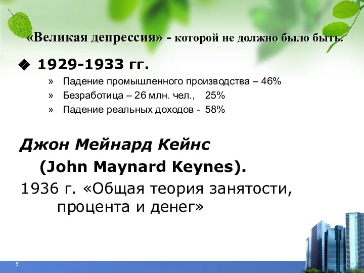 «Великая депрессия» - которой не должно было быть. 1929-1933 гг. Падение промышленного