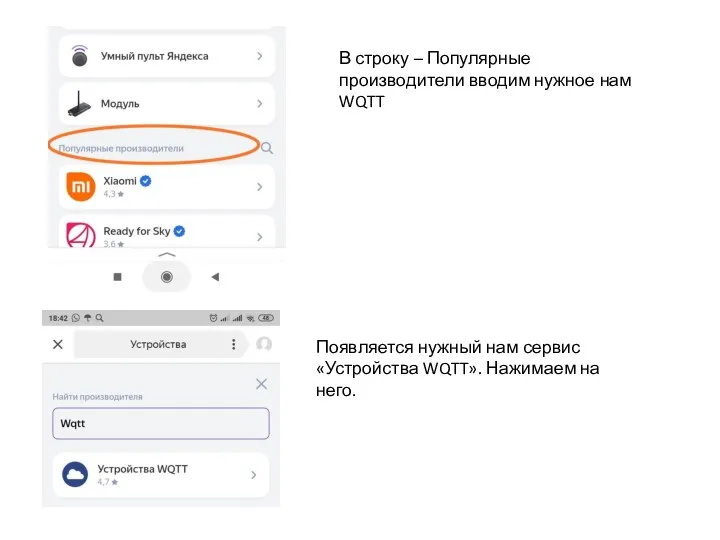 Появляется нужный нам сервис «Устройства WQTT». Нажимаем на него. В строку –