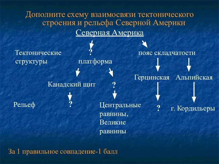 Дополните схему взаимосвязи тектонического строения и рельефа Северной Америки Северная Америка Тектонические