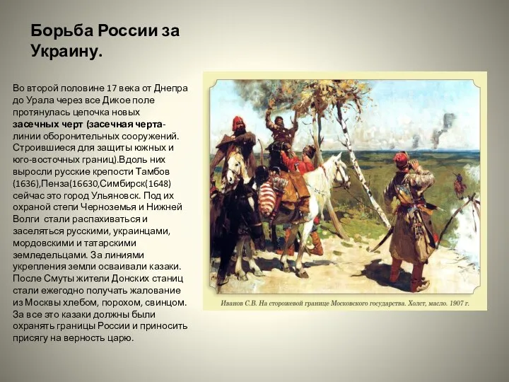 Борьба России за Украину. Во второй половине 17 века от Днепра до
