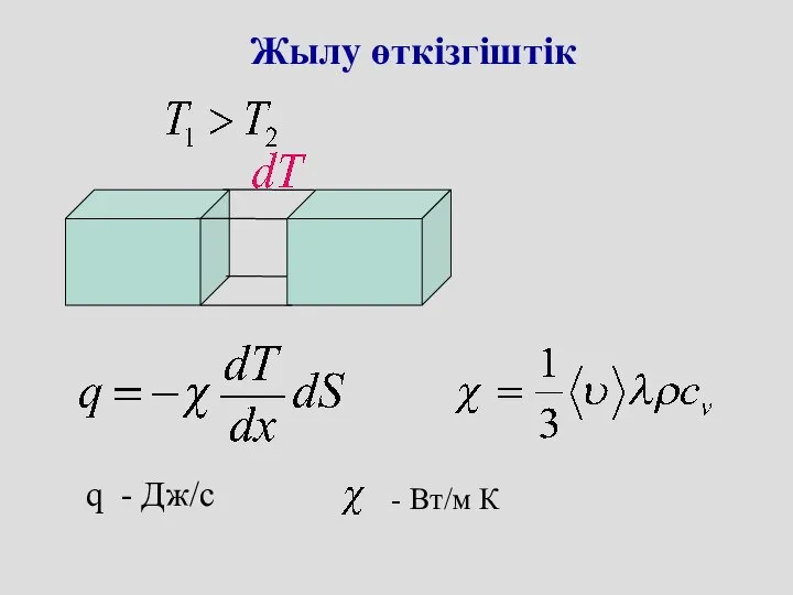 Жылу өткізгіштік q - Дж/c - Вт/м К