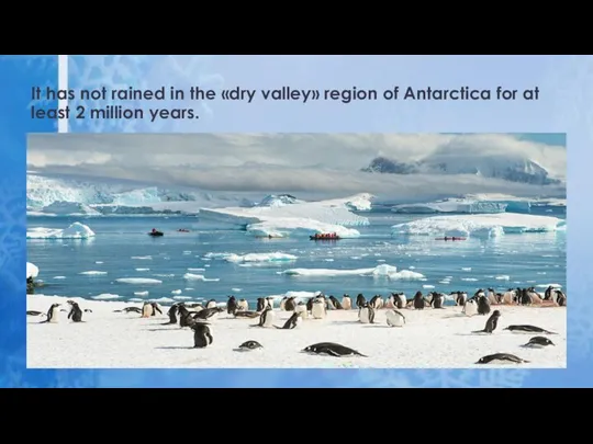 It has not rained in the «dry valley» region of Antarctica for