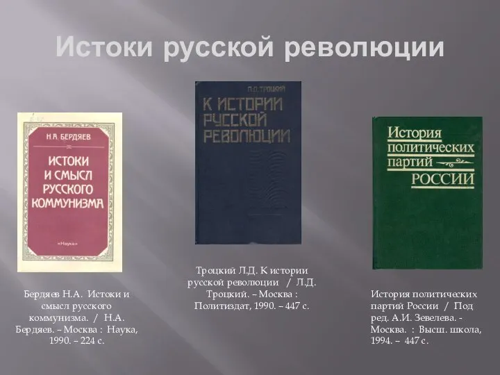 Истоки русской революции Троцкий Л.Д. К истории русской революции / Л.Д.Троцкий. –