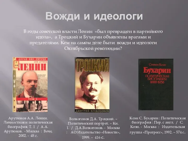 Вожди и идеологи Арутюнов А.А. Ленин. Личностная и политическая биография. Т. 1