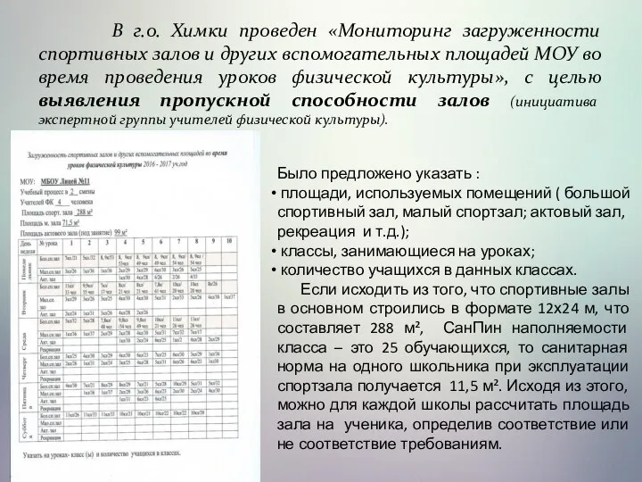 В г.о. Химки проведен «Мониторинг загруженности спортивных залов и других вспомогательных площадей