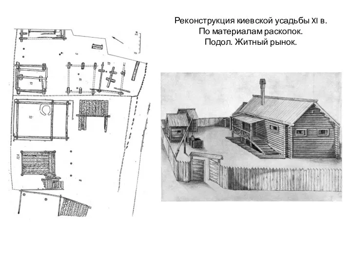 Реконструкция киевской усадьбы XI в. По материалам раскопок. Подол. Житный рынок.