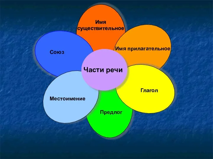 Имя существительное Части речи Имя прилагательное Глагол Предлог Местоимение Союз Имя существительное