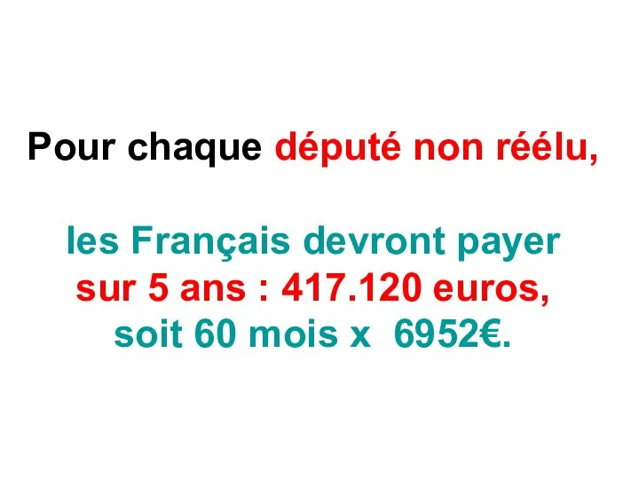 Pour chaque député non réélu, les Français devront payer sur 5 ans