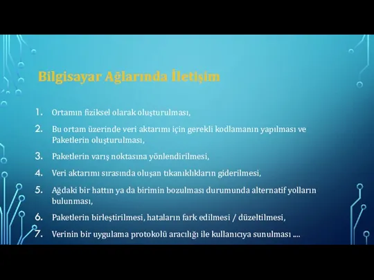 Bilgisayar Ağlarında İletişim Ortamın fiziksel olarak oluşturulması, Bu ortam üzerinde veri aktarımı