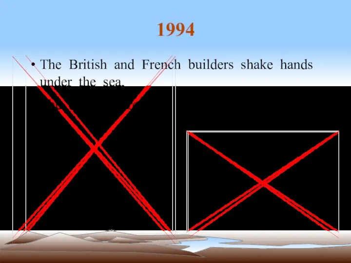 1994 The British and French builders shake hands under the sea. The tunnel is ready!