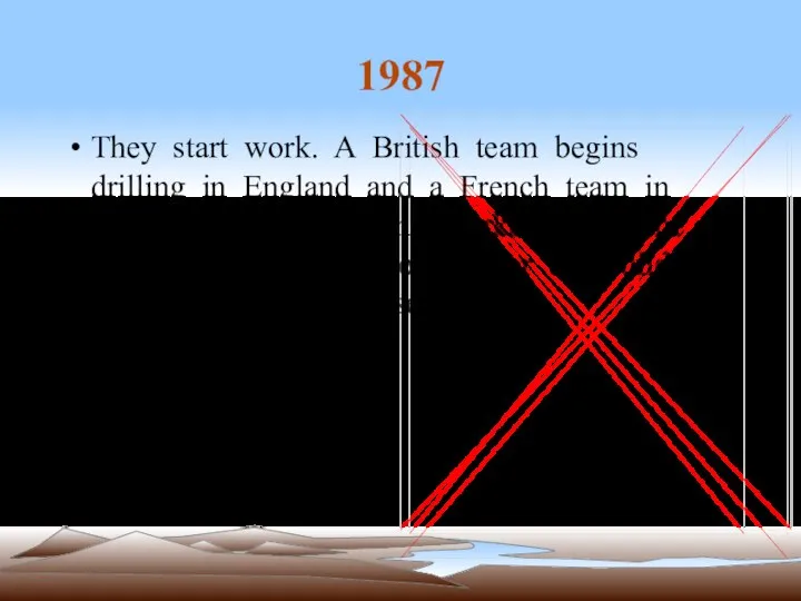 1987 They start work. A British team begins drilling in England and